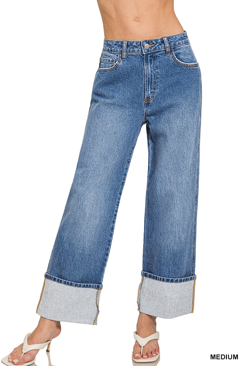 High Rise Cuffed Wide Leg