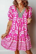 Pink Abstract Crochet Dress