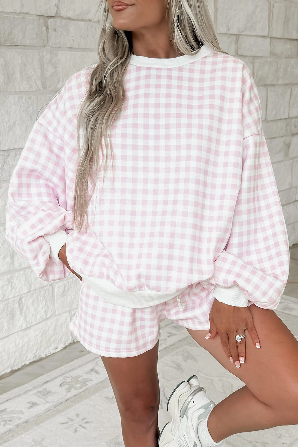 Gingham Sweatshirt & Short Set