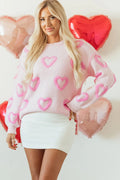 Pink 3D Heart Sweater