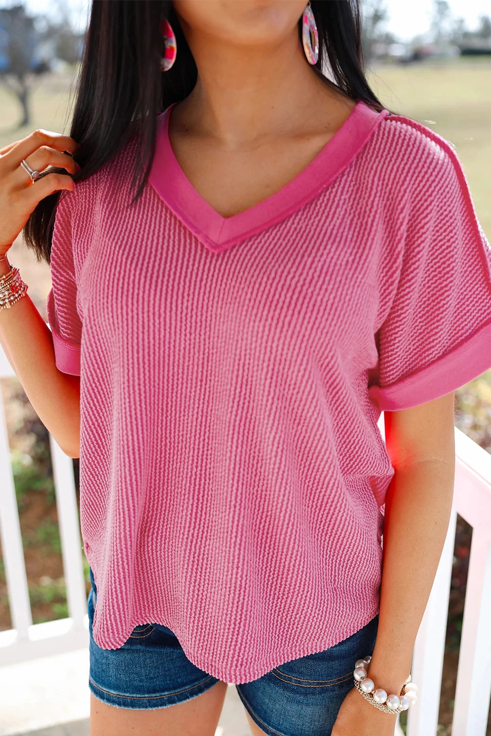 Rose Ribbed Top