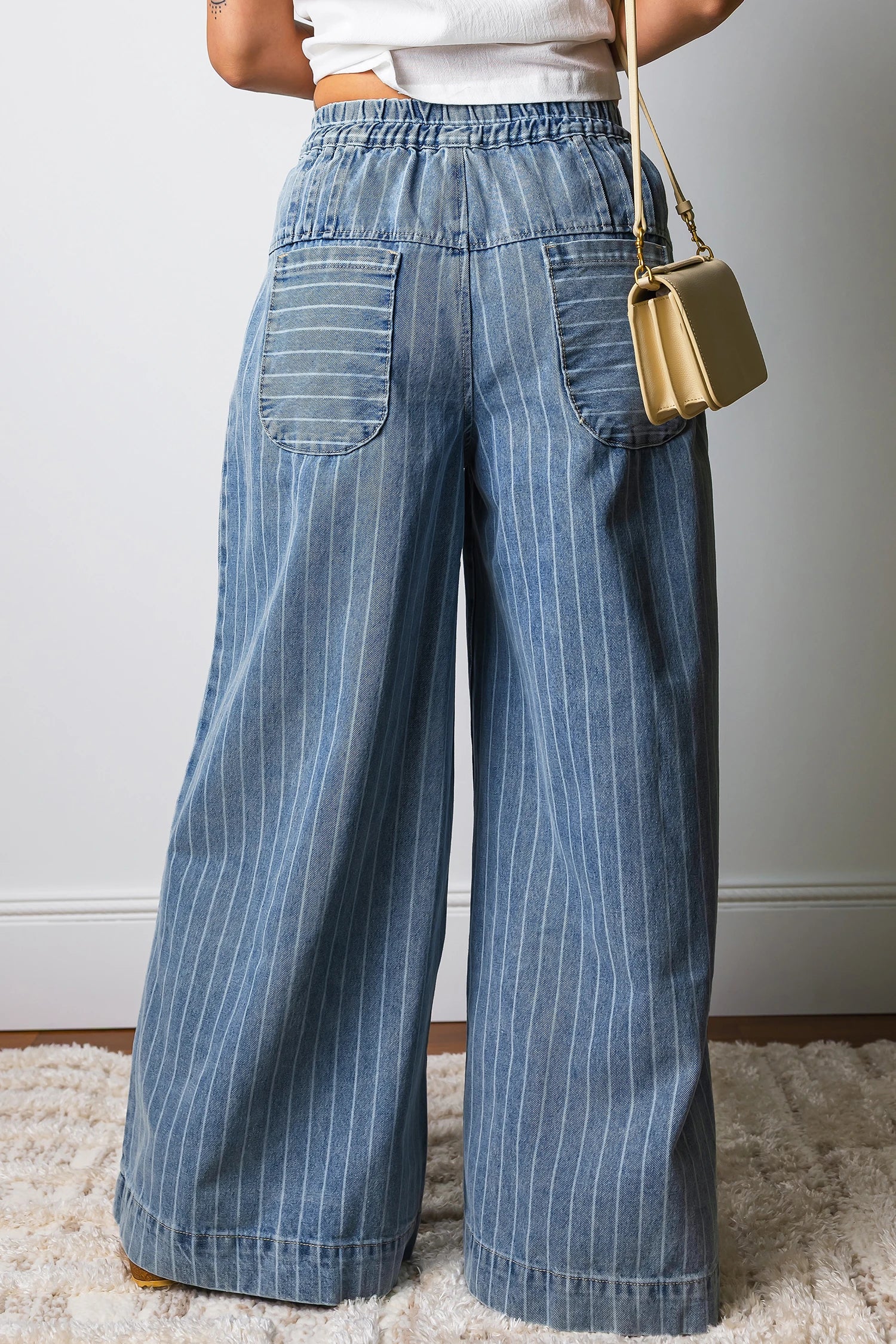 Pinstripe Wide Leg Pants