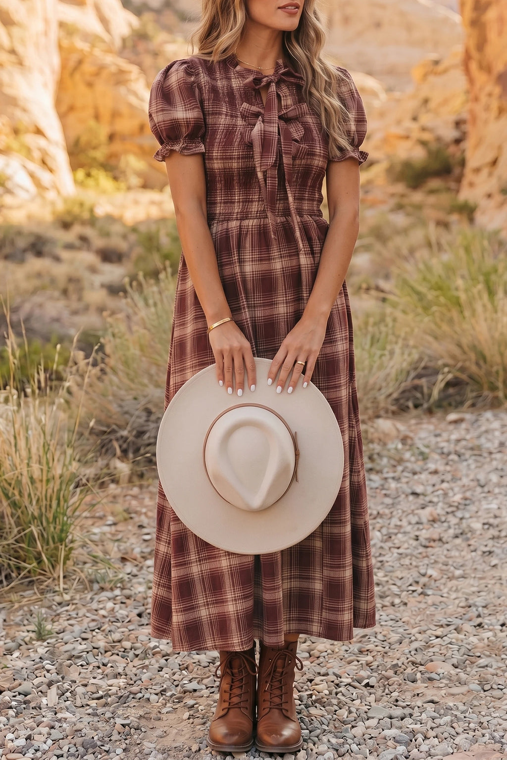 Red Vintage Plaid Dress