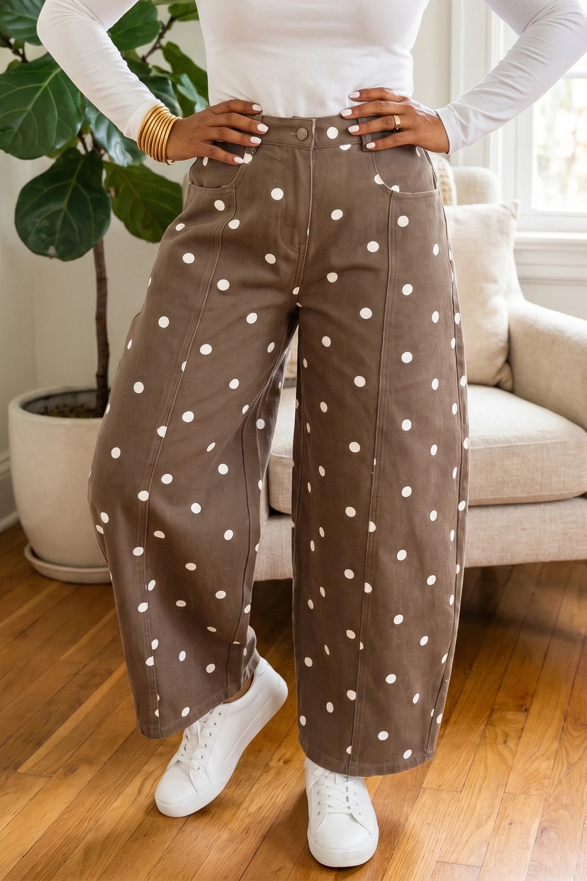 Coffee Barrel Polka Dot Jeans