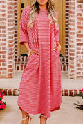 Strawberry Pink Striped Midi