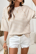 Apricot Scallop Striped Top