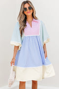 Multicolor Striped Ric Rac Dress