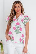 White Scalloped Floral Blouse